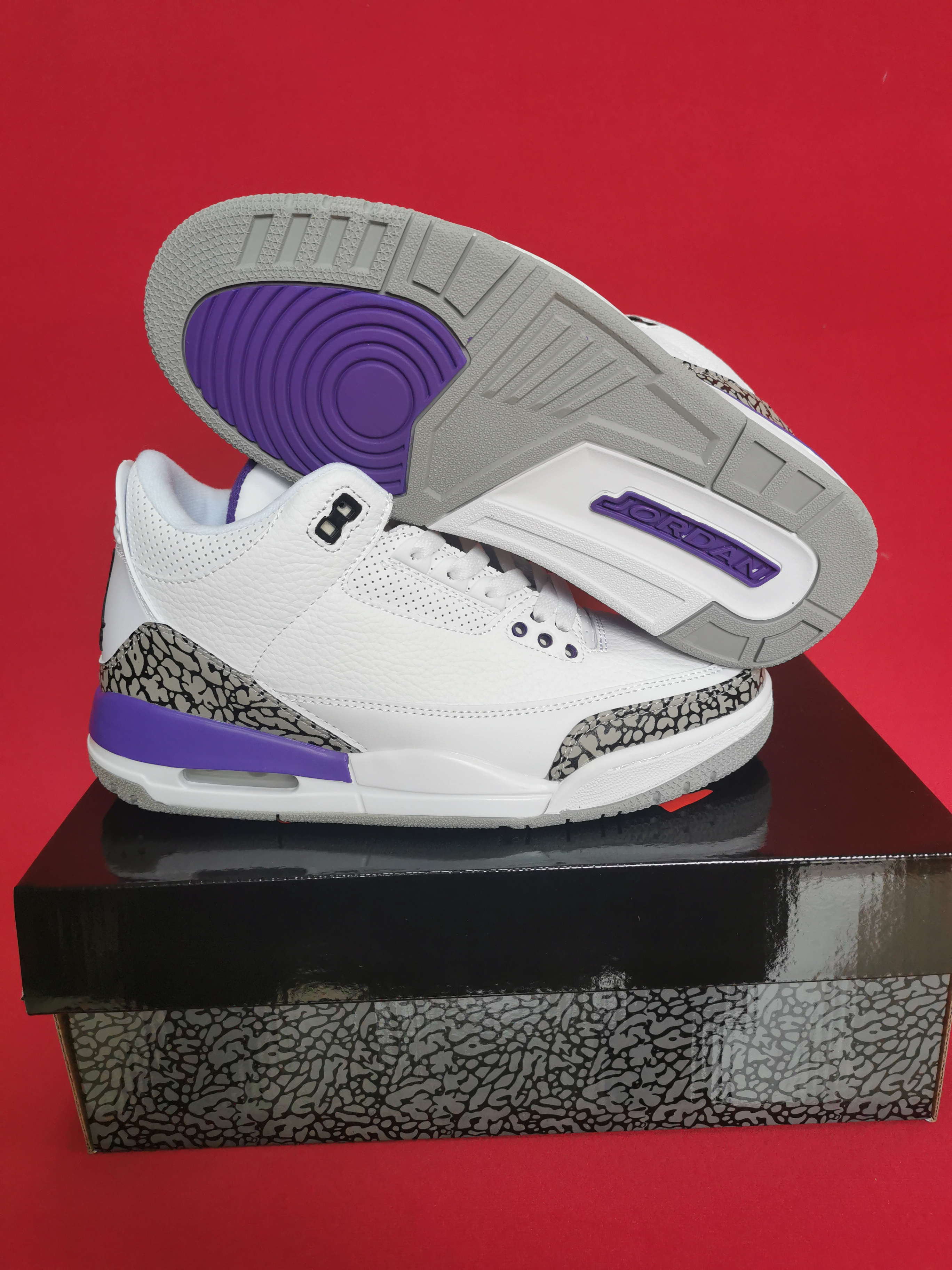 Air Jordan 3 OG White Purple Grey Shoes